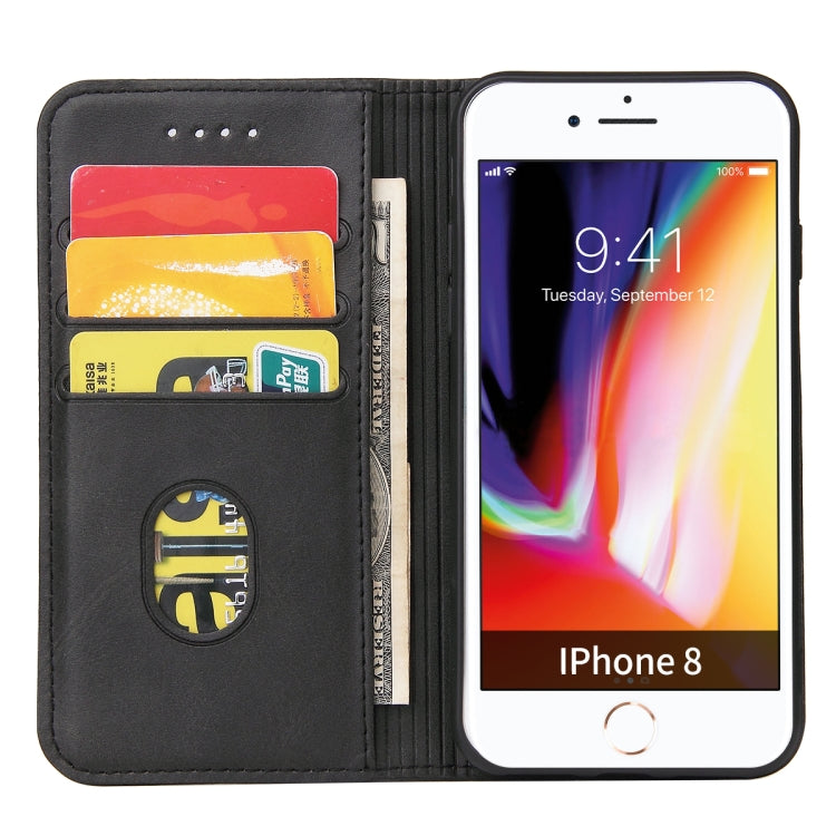 For iPhone SE 2022 / SE 2020 / 8 / 7 Calf Texture Magnetic Horizontal Flip Leather Case with Holder & Card Slots & Wallet(Black) - iPhone SE 2022 / 2020 / 8 / 7 Cases by buy2fix | Online Shopping UK | buy2fix