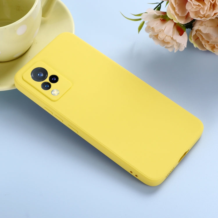 For vivo V21 5G / 4G Solid Color Liquid Silicone Shockproof Full Coverage Protective Case(Yellow) - vivo Cases by buy2fix | Online Shopping UK | buy2fix