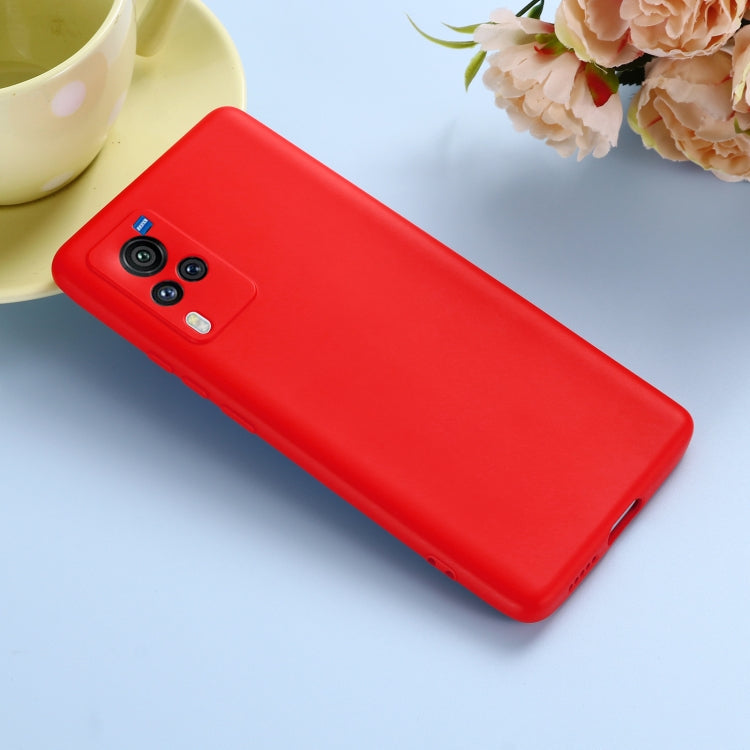 For vivo X60 Pro 5G Foreign Version Solid Color Liquid Silicone Shockproof Full Coverage Protective Case(Red) - vivo Cases by buy2fix | Online Shopping UK | buy2fix