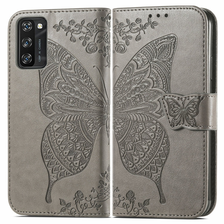 For Blackview A100 Butterfly Love Flower Embossed Horizontal Flip Leather Case with Holder & Card Slots & Wallet & Lanyard(Gray) - More Brand by buy2fix | Online Shopping UK | buy2fix