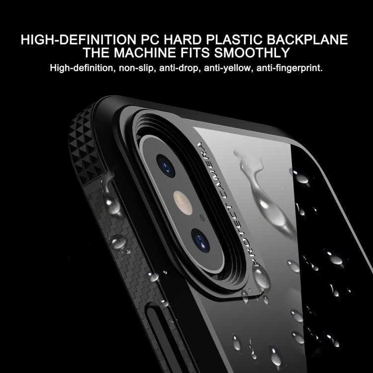 For iPhone X / XS MG Series Carbon Fiber TPU + Clear PC Four-corner Airbag Shockproof Case(White) - More iPhone Cases by buy2fix | Online Shopping UK | buy2fix