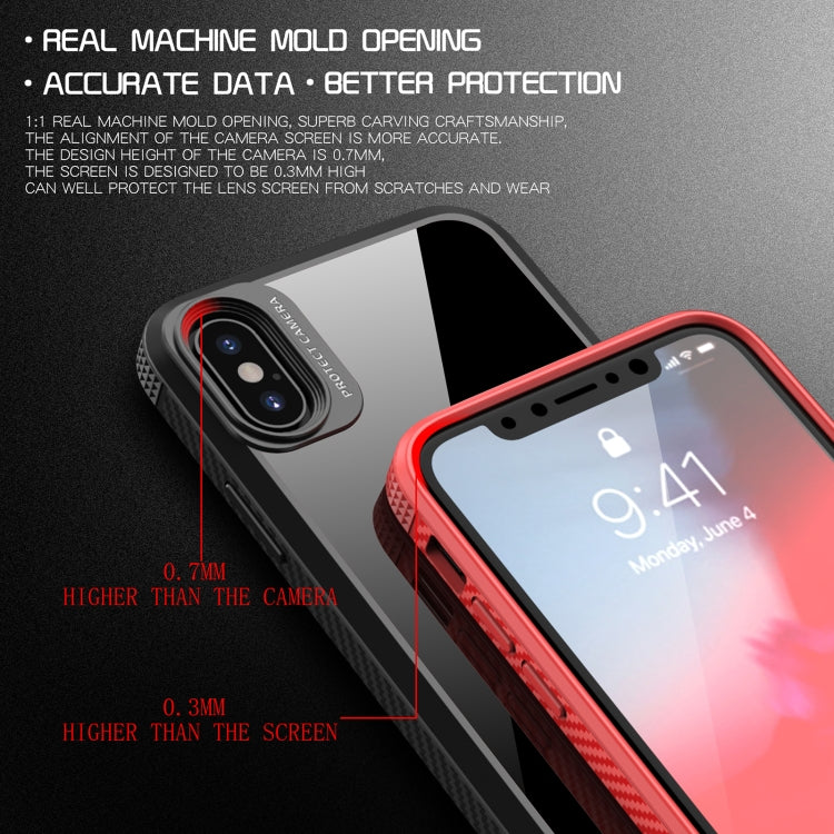 For iPhone XR MG Series Carbon Fiber TPU + Clear PC Four-corner Airbag Shockproof Case(Orange) - More iPhone Cases by buy2fix | Online Shopping UK | buy2fix