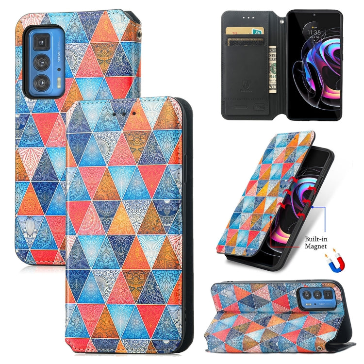 For Motorola Edge 20 Pro Colorful Magnetic Horizontal Flip PU Leather Case with Holder & Card Slot & Wallet(Rhombus Mandala) - Motorola Cases by buy2fix | Online Shopping UK | buy2fix