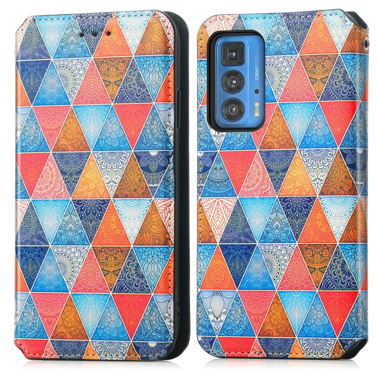 For Motorola Edge 20 Pro Colorful Magnetic Horizontal Flip PU Leather Case with Holder & Card Slot & Wallet(Rhombus Mandala) - Motorola Cases by buy2fix | Online Shopping UK | buy2fix