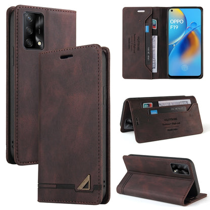 For OPPO F19 / A74 Skin Feel Anti-theft Brush Horizontal Flip Leather Case with Holder & Card Slots & Wallet(Brown) - OPPO Cases by buy2fix | Online Shopping UK | buy2fix