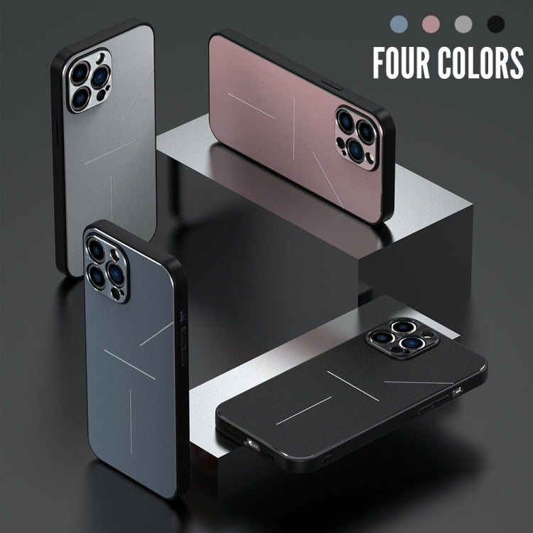 For iPhone 12 Pro R-JUST RJ-52 3-Line Style Metal TPU Shockproof Protective Case(Black) - iPhone 12 / 12 Pro Cases by R-JUST | Online Shopping UK | buy2fix