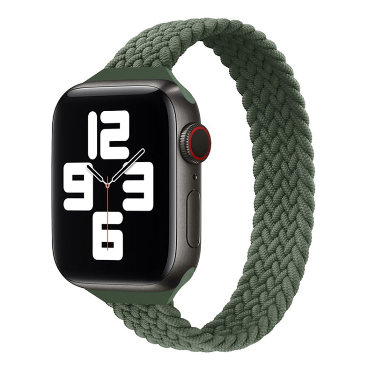 Small Waist Single Loop Nylon Braid Watch Band For Apple Watch Ultra 49mm&Watch Ultra 2 49mm / Series 9&8&7 45mm / SE 3&SE 2&6&SE&5&4 44mm / 3&2&1 42mm, Szie: XS 135mm(Dark Olive Green) - Watch Bands by buy2fix | Online Shopping UK | buy2fix