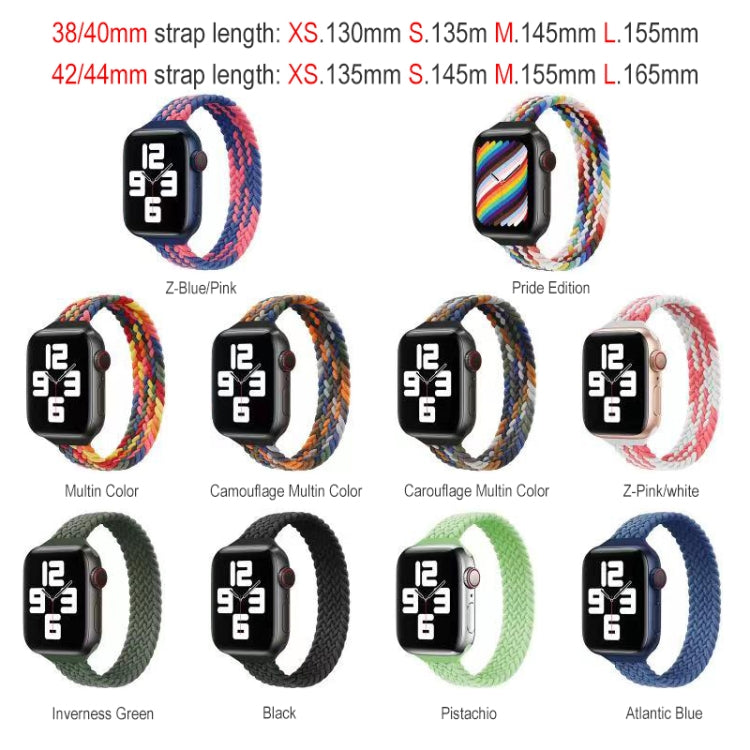 Small Waist Single Loop Nylon Braid Watch Band For Apple Watch Ultra 49mm&Watch Ultra 2 49mm / Series 9&8&7 45mm / SE 3&SE 2&6&SE&5&4 44mm / 3&2&1 42mm, Szie: XS 135mm(Dark Olive Green) - Watch Bands by buy2fix | Online Shopping UK | buy2fix