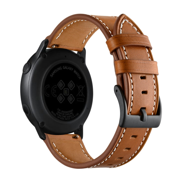 For Samsung Galaxy Watch 42mm Leather Watch Band(Brown) - Watch Bands by buy2fix | Online Shopping UK | buy2fix