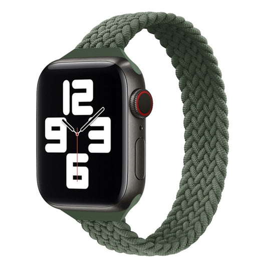 Small Waist Single Loop Nylon Braid Watch Band For Apple Watch Ultra 49mm&Watch Ultra 2 49mm / Series 9&8&7 45mm / SE 3&SE 2&6&SE&5&4 44mm / 3&2&1 42mm, Size:L 165mm(Dark Olive Green) - Watch Bands by buy2fix | Online Shopping UK | buy2fix