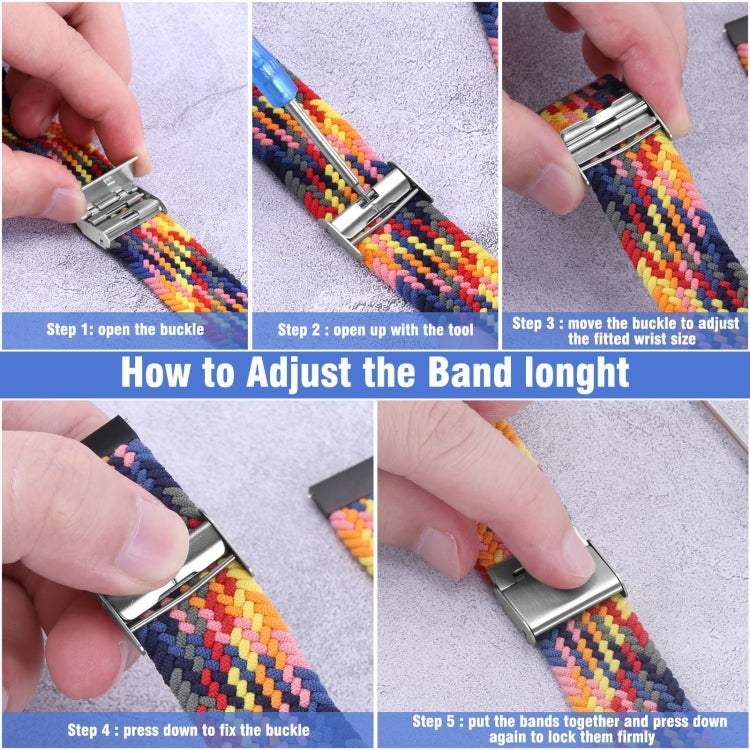 22mm Universal Metal Buckle Nylon Braided Watch Band(Light Purple) - 22mm Bands by buy2fix | Online Shopping UK | buy2fix