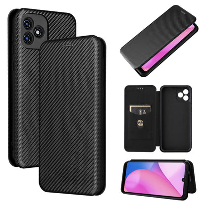 For Blackview Oscal C20 Carbon Fiber Texture Horizontal Flip Leather Phone Case with Card Slot(Black) - More Brand by buy2fix | Online Shopping UK | buy2fix