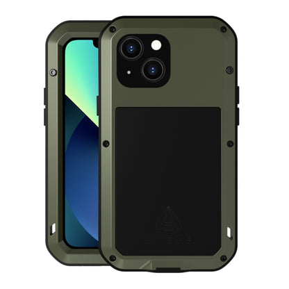 For iPhone 13 mini LOVE MEI Metal Shockproof Life Waterproof Dustproof Protective Phone Case (Army Green) - iPhone 13 mini Cases by LOVE MEI | Online Shopping UK | buy2fix