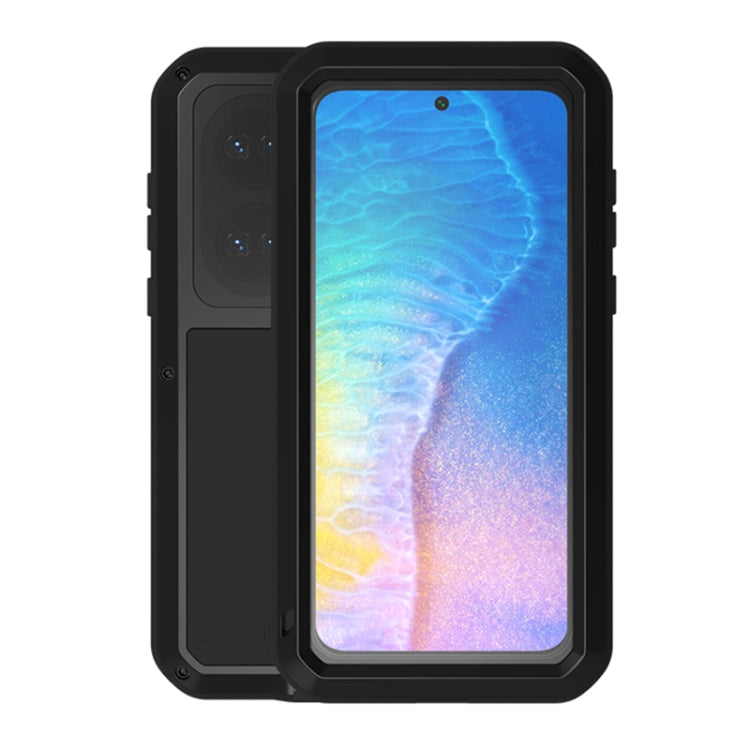 For Huawei P50 LOVE MEI Metal Shockproof Waterproof Dustproof Protective Phone Case with Glass(Black) - Huawei Cases by LOVE MEI | Online Shopping UK | buy2fix