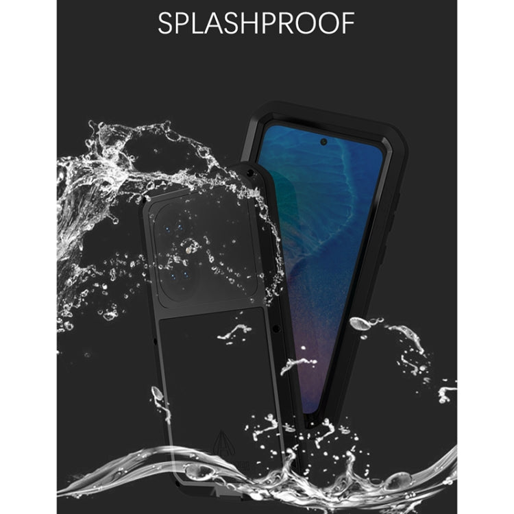 For Huawei P50 LOVE MEI Metal Shockproof Waterproof Dustproof Protective Phone Case with Glass(Black) - Huawei Cases by LOVE MEI | Online Shopping UK | buy2fix