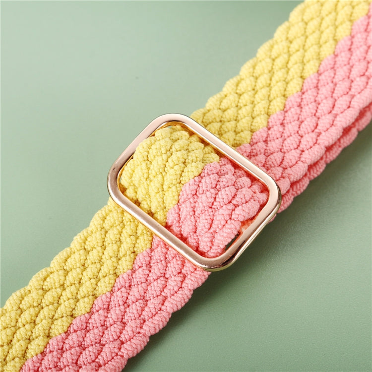 Adjustable Striped Woven Nylon Strap Watch Band For Apple Watch Ultra 49mm&Watch Ultra 2 49mm / Series 9&8&7 45mm / SE 3&SE 2&6&SE&5&4 44mm / 3&2&1 42mm(Pink Yellow) - Watch Bands by buy2fix | Online Shopping UK | buy2fix