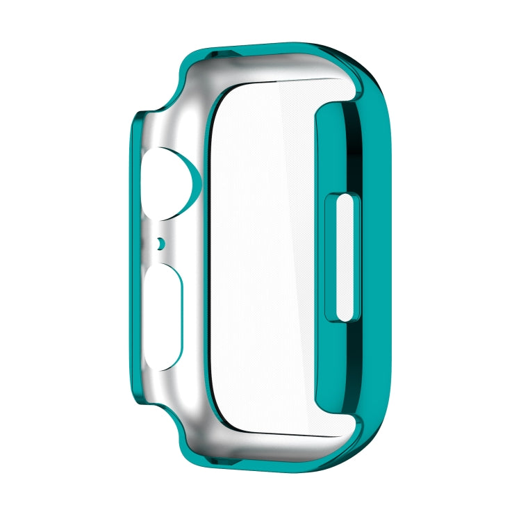 Electroplating Shockproof PC Protective Case with Tempered Glass Film For Apple Watch Series 9 / 8 / 7 45mm(Emerald Green) - Watch Cases by buy2fix | Online Shopping UK | buy2fix