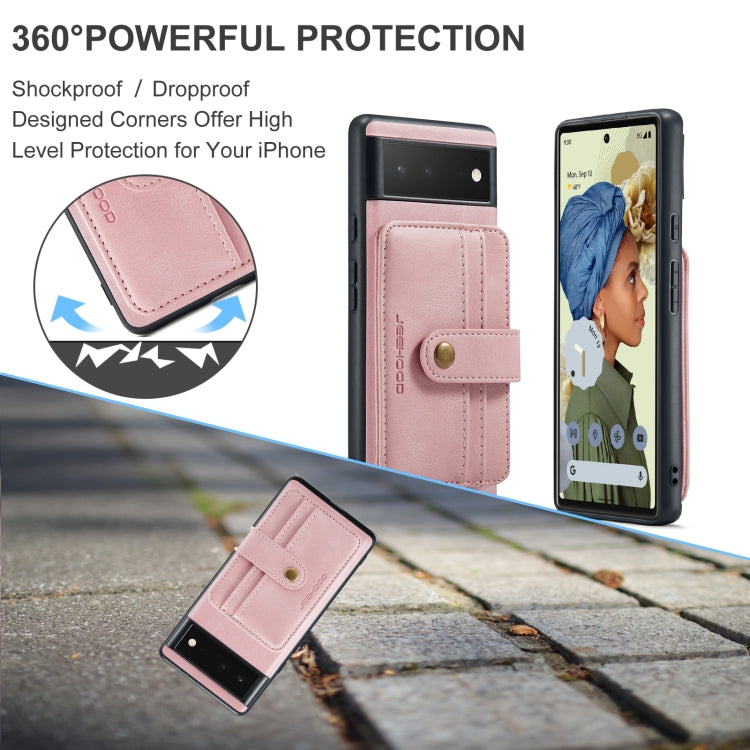 For Google Pixel 6 Pro JEEHOOD RFID Blocking Anti-Theft Wallet Phone Case(Pink) - Google Cases by JEEHOOD | Online Shopping UK | buy2fix