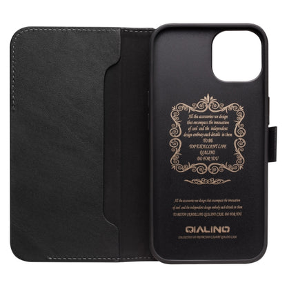 For iPhone 13 mini QIALINO Magnetic Buckle Leather Phone Case (Black) - iPhone 13 mini Cases by QIALINO | Online Shopping UK | buy2fix