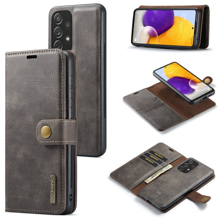 For Samsung Galaxy A73 5G DG.MING Crazy Horse Texture Detachable Magnetic Leather Phone Case(Grey) - Galaxy Phone Cases by DG.MING | Online Shopping UK | buy2fix