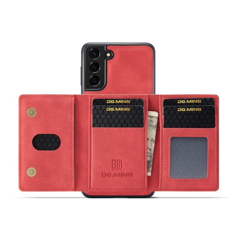 For Samsung Galaxy S22+ 5G DG.MING M2 Series 3-Fold Multi Card Bag Back Cover Phone Case(Red) - Galaxy S22+ 5G Cases by DG.MING | Online Shopping UK | buy2fix