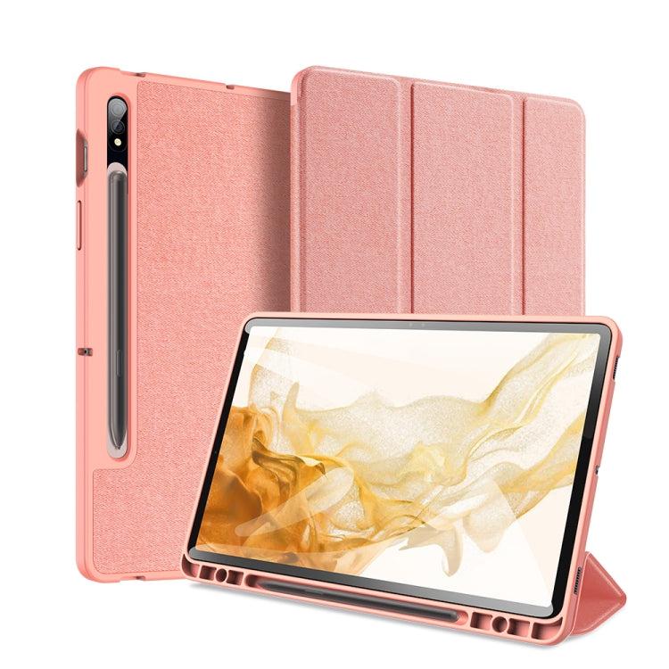 For Samsung Galaxy Tab S8 / Galaxy Tab S7 DUX DUCIS Domo Series Magnetic PU Leather Tablet Case(Pink) - Galaxy Tab S8 Cases by DUX DUCIS | Online Shopping UK | buy2fix