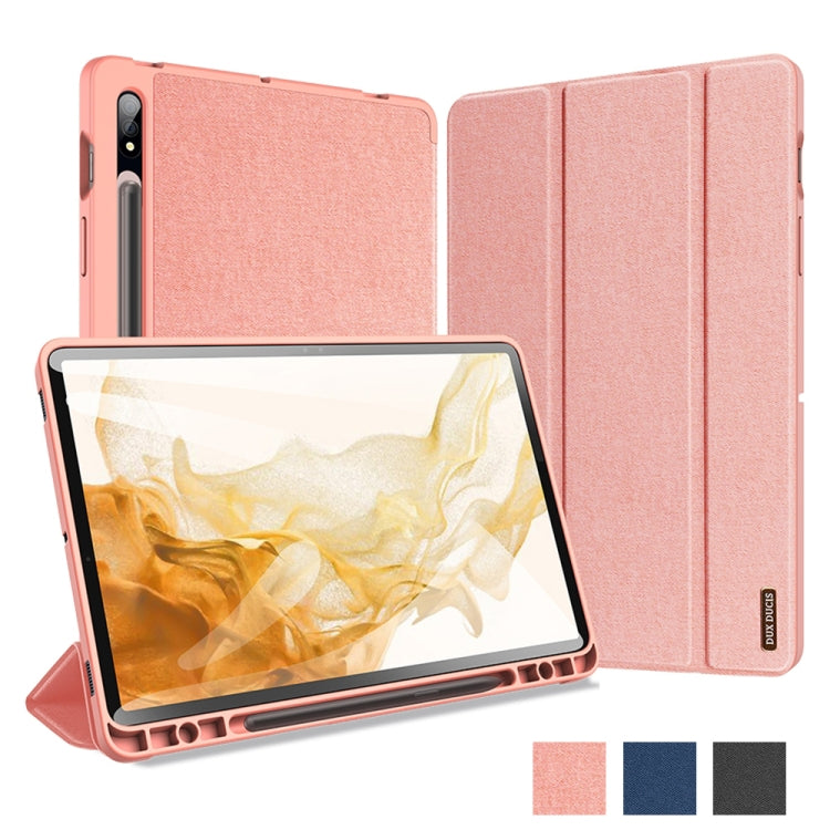 For Samsung Galaxy Tab S8 / Galaxy Tab S7 DUX DUCIS Domo Series Magnetic PU Leather Tablet Case(Pink) - Galaxy Tab S8 Cases by DUX DUCIS | Online Shopping UK | buy2fix