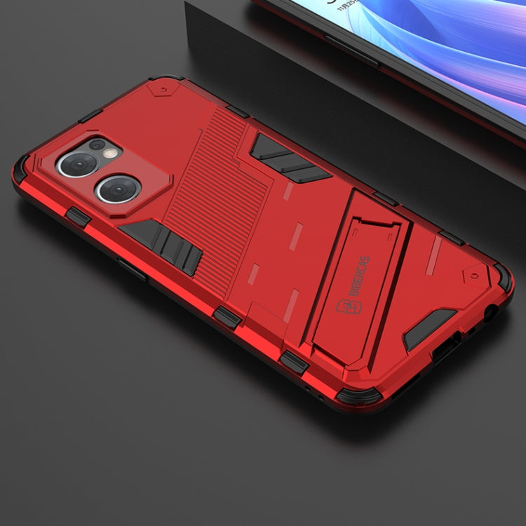 For OPPO Reno7 5G Global / Find X5 Lite Punk Armor 2 in 1 PC + TPU Shockproof Phone Case with Invisible Holder(Red) - OPPO Cases by buy2fix | Online Shopping UK | buy2fix