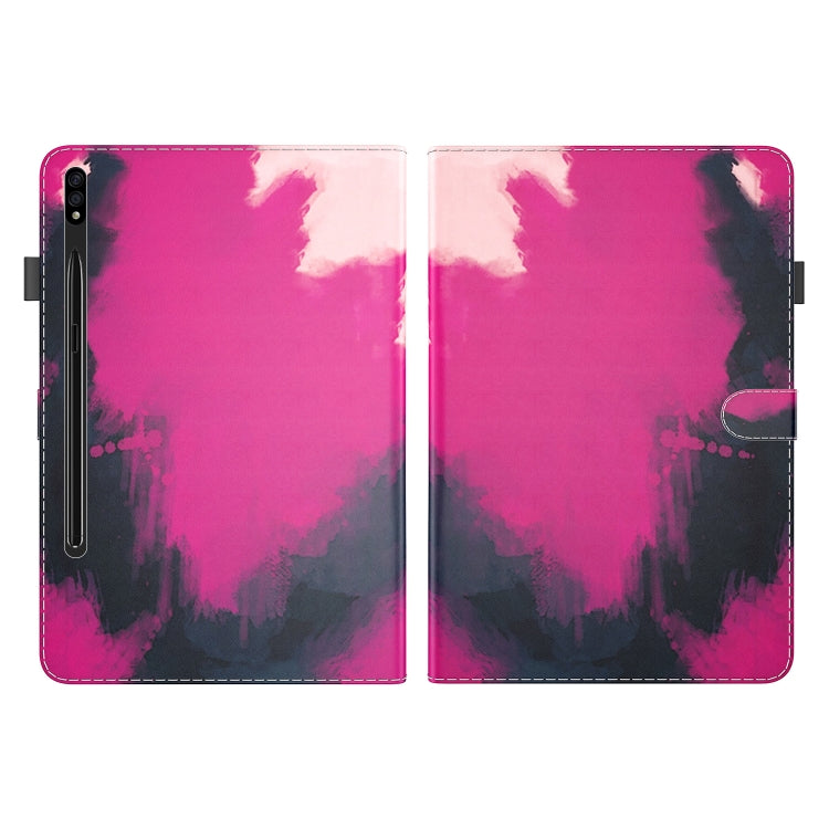 For Samsung Galaxy Tab S9+ Watercolor Pattern Flip Leather Tablet Case(Berry Color) - Galaxy Tab S9+ Cases by buy2fix | Online Shopping UK | buy2fix