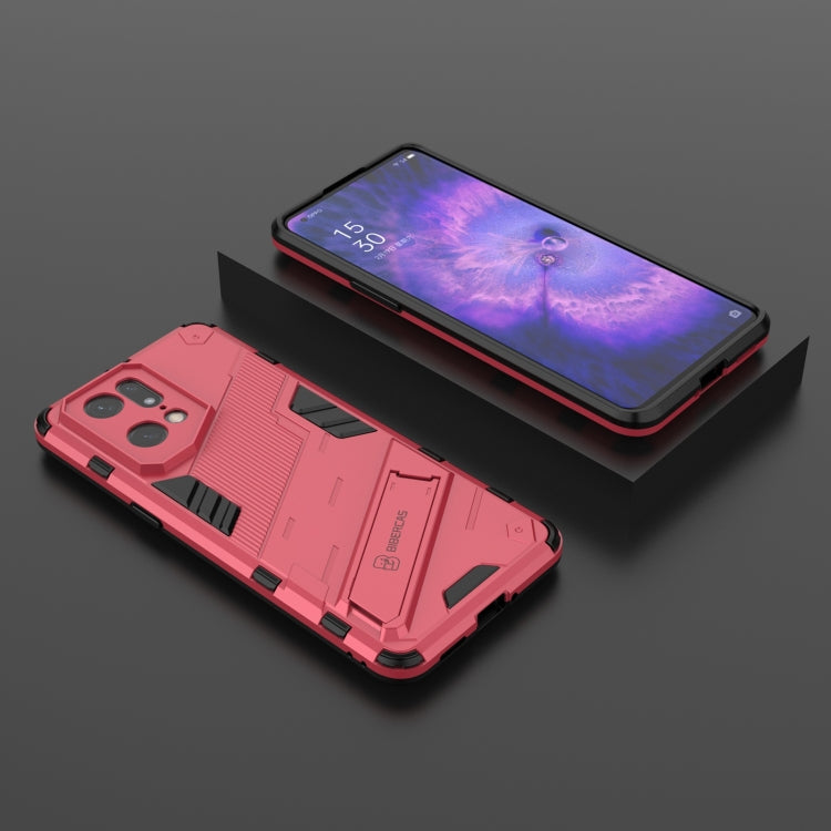 For OPPO Find X5 Pro Punk Armor 2 in 1 PC + TPU Shockproof Phone Case with Invisible Holder(Light Red) - OPPO Cases by buy2fix | Online Shopping UK | buy2fix