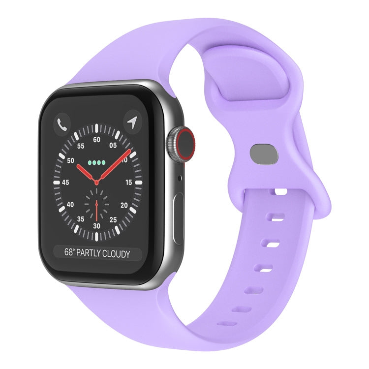 Butterfly Buckle Silicone Watch Band, Size: L For Apple Watch Ultra 49mm&Watch Ultra 2 49mm / Series 9&8&7 45mm / SE 3&SE 2&6&SE&5&4 44mm / 3&2&1 42mm(Purple) - Watch Bands by buy2fix | Online Shopping UK | buy2fix