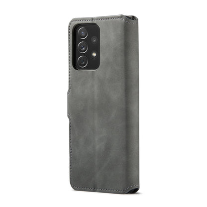 For Samsung Galaxy A73 5G DG.MING Retro Oil Edge Flip Leather Phone Case(Grey) - Galaxy Phone Cases by DG.MING | Online Shopping UK | buy2fix