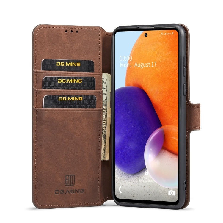 For Samsung Galaxy A73 5G DG.MING Retro Oil Edge Flip Leather Phone Case(Coffee) - Galaxy Phone Cases by DG.MING | Online Shopping UK | buy2fix