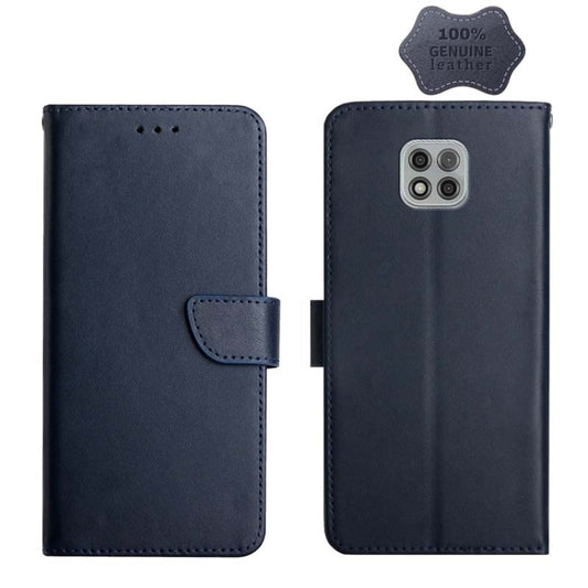 For Motorola Moto G Power 2021 Genuine Leather Fingerprint-proof Horizontal Flip Phone Case(Blue) - Motorola Cases by buy2fix | Online Shopping UK | buy2fix