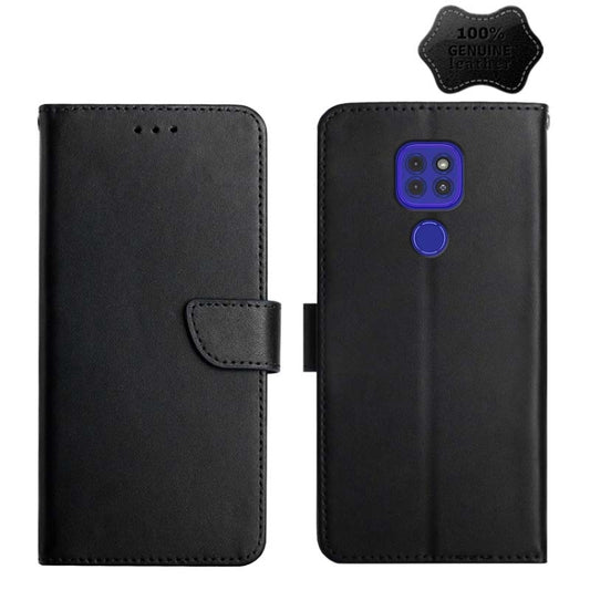 For Motorola Moto G9 Genuine Leather Fingerprint-proof Horizontal Flip Phone Case(Black) - Motorola Cases by buy2fix | Online Shopping UK | buy2fix