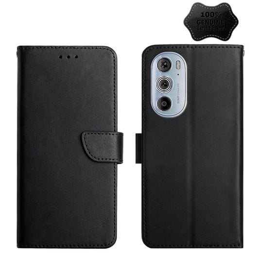 For Motorola Edge 30 Pro Genuine Leather Fingerprint-proof Horizontal Flip Phone Case(Black) - Motorola Cases by buy2fix | Online Shopping UK | buy2fix