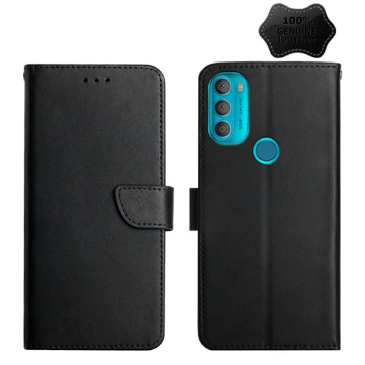 For Motorola Moto G71 5G Genuine Leather Fingerprint-proof Horizontal Flip Phone Case(Black) - Motorola Cases by buy2fix | Online Shopping UK | buy2fix