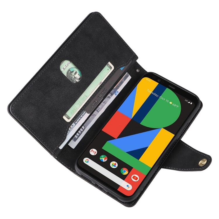 For Google Pixel 4 Rivet Buckle 9 Cards Three Fold Leather Phone Case(Black) - Google Cases by buy2fix | Online Shopping UK | buy2fix