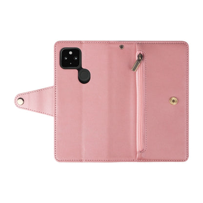 For Google Pixel 4A 5G Rivet Buckle 9 Cards Three Fold Leather Phone Case(Rose Gold) - Google Cases by buy2fix | Online Shopping UK | buy2fix