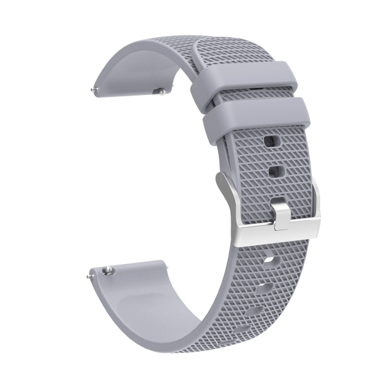 20mm Pockmarked Silver Buckle Silicone Watch Band for Huawei Watch / Samsung Galaxy Watch(Grey) - Watch Bands by buy2fix | Online Shopping UK | buy2fix