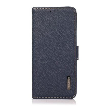 For Honor Magic 4 KHAZNEH Side-Magnetic Litchi Genuine Leather RFID Phone Case(Blue) - Honor Cases by buy2fix | Online Shopping UK | buy2fix