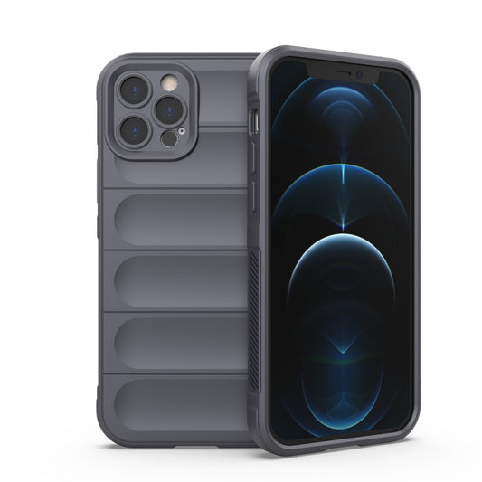 For iPhone 12 Pro Magic Shield TPU + Flannel Phone Case(Dark Grey) - iPhone 12 / 12 Pro Cases by buy2fix | Online Shopping UK | buy2fix