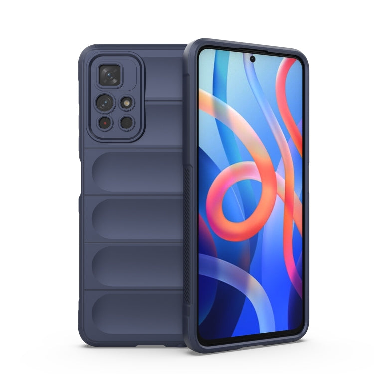 For Xiaomi Redmi Note 11 5G Chinese Version Magic Shield TPU + Flannel Phone Case(Dark Blue) - Xiaomi Cases by buy2fix | Online Shopping UK | buy2fix