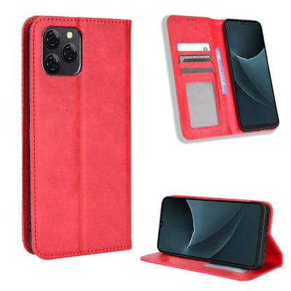 For Blackview A95 Magnetic Buckle Retro Texture Leather Phone Case(Red) - More Brand by buy2fix | Online Shopping UK | buy2fix