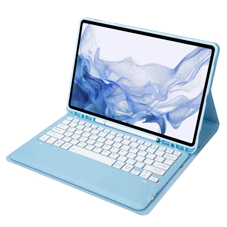 T800B Pen Slot Detachable Bluetooth Keyboard Leather Tablet Case For Samsung Galaxy Tab S8+/S7+/S7 FE(Sky Blue) - Samsung Keyboard by buy2fix | Online Shopping UK | buy2fix