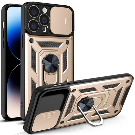 For iPhone 14 Pro Max Sliding Camera Cover Design TPU+PC Phone Case (Gold) - iPhone 14 Pro Max Cases by buy2fix | Online Shopping UK | buy2fix