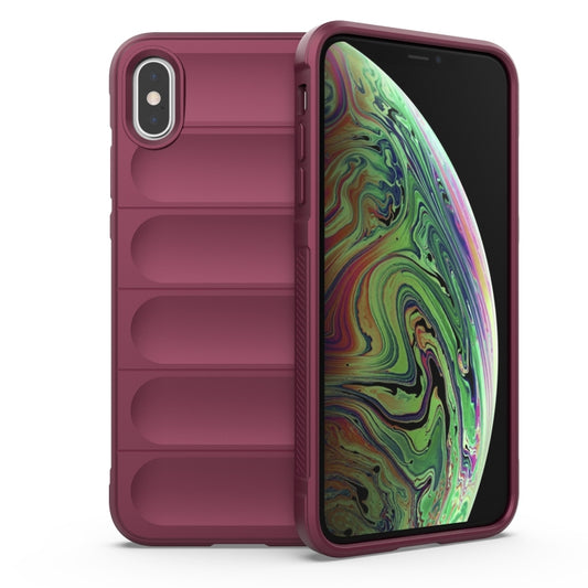 For iPhone X / XS Magic Shield TPU + Flannel Phone Case(Wine Red) - More iPhone Cases by buy2fix | Online Shopping UK | buy2fix