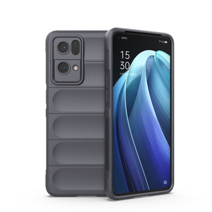 For OPPO Reno7 Pro 5G Magic Shield TPU + Flannel Phone Case(Dark Grey) - OPPO Cases by buy2fix | Online Shopping UK | buy2fix