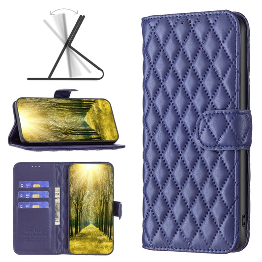 For OPPO Find X5 Lite / Reno7 5G Diamond Lattice Wallet Leather Flip Phone Case(Blue) - OPPO Cases by buy2fix | Online Shopping UK | buy2fix