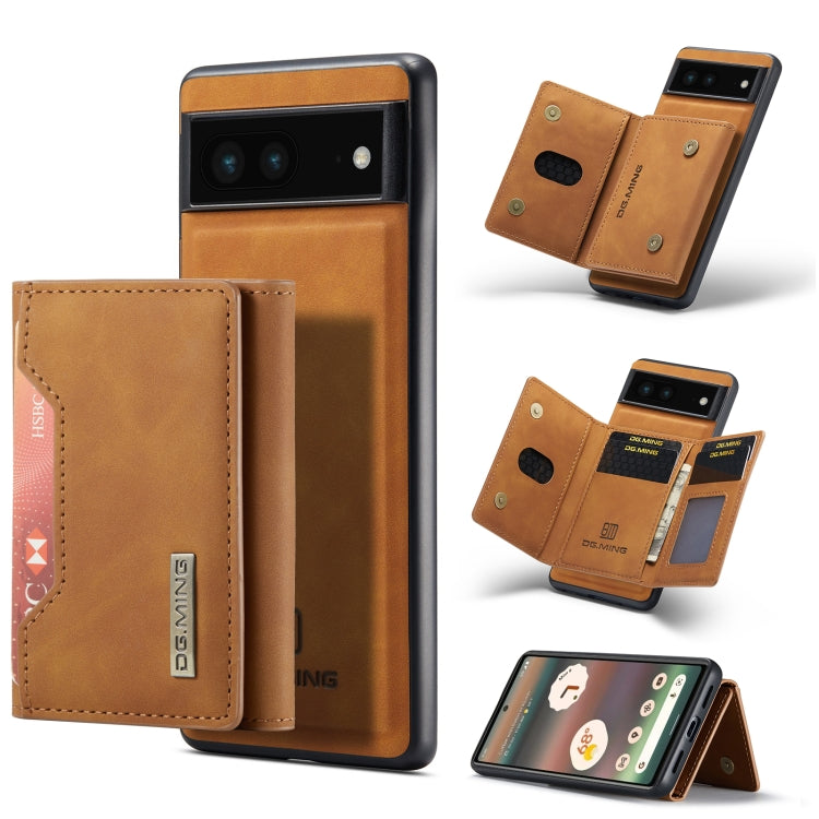 For Google Pixel 6A DG.MING M2 Series 3-Fold Multi Card Bag Phone Case(Brown) - Google Cases by DG.MING | Online Shopping UK | buy2fix